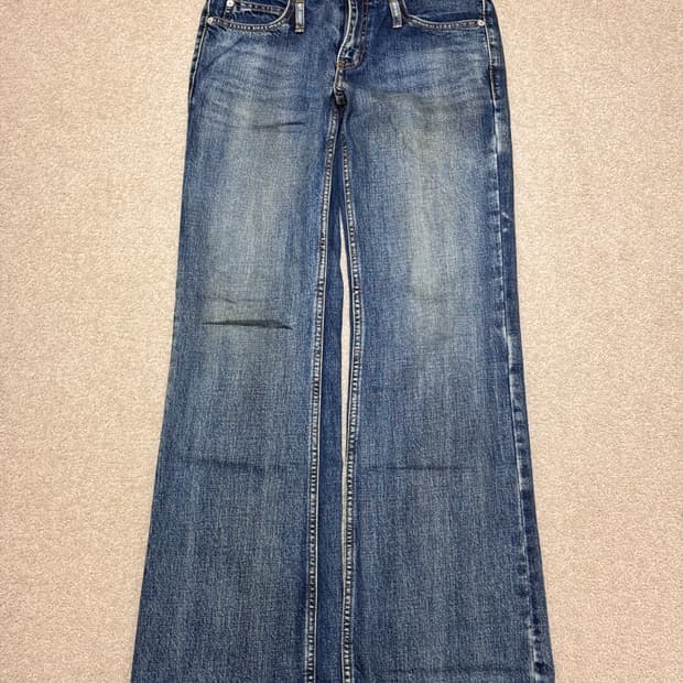 글로니 더블 벨티드 부츠 컷 데님 진 블루 (s)