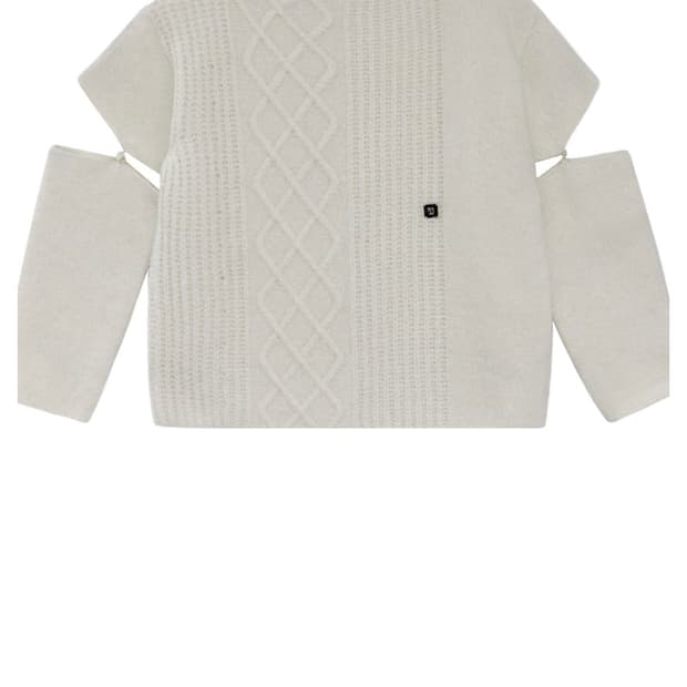 트리밍버드) Sleeve Slit Boat Neck Knit IV F