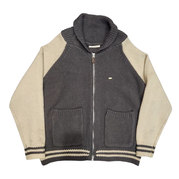 라퍼지아워맨 투톤 니트 집업 가디건 LAFUDGE OUR MAN