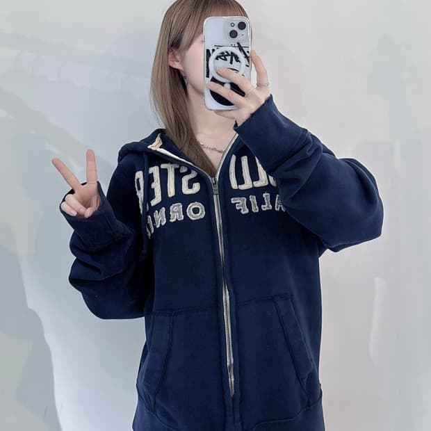 홀리스터 네이비 빅로고 헤비스웻 후드집업