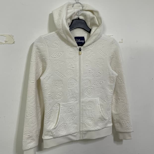 디즈니 화이트 엠보싱 후드집업