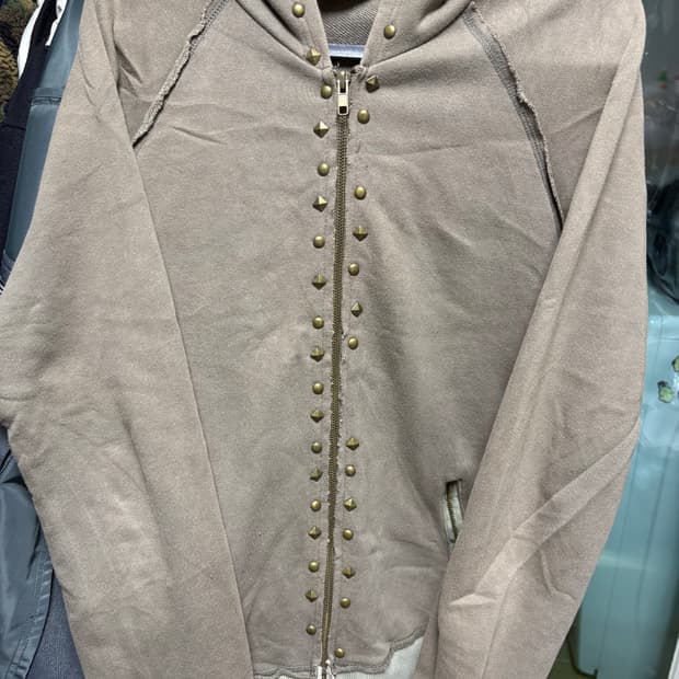일본빈티지 펑크 와투케 카키 스터드 후드집업