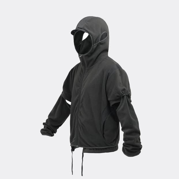 OJOS Ear Hole Hoodie Fleece Zip-Up / CC