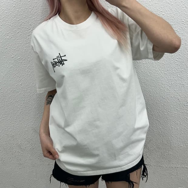 스투시 화이트 반팔 L