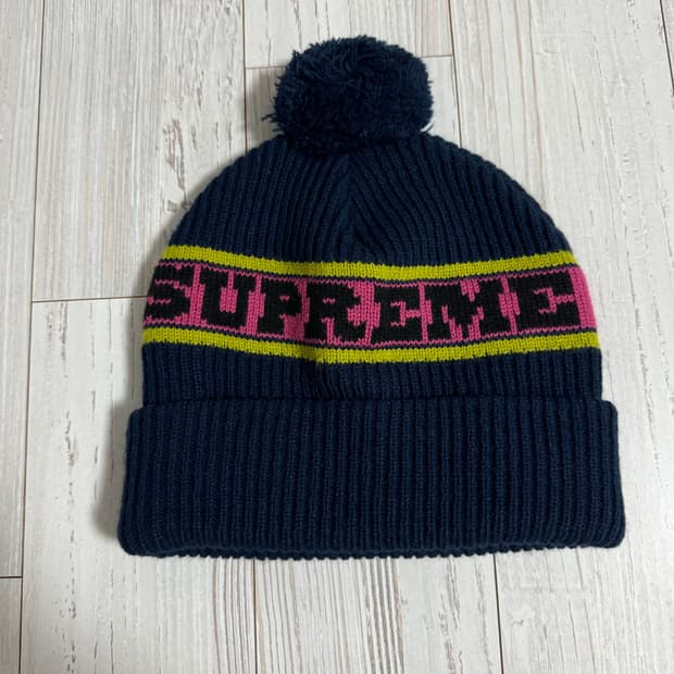 슈프림 스트라이프 비니 네이비 새상품