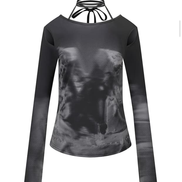 나체 컷아웃 슬림핏 롱슬리브