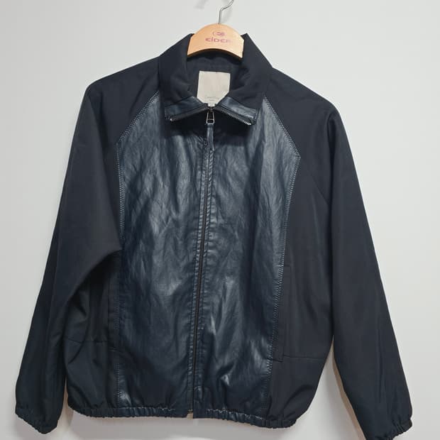 셀레샵  블랙 배색 집업 자켓 점퍼 55