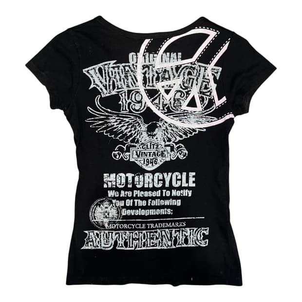 Glitz 글리츠 피스프린팅 반팔티 y2k펑크갸루