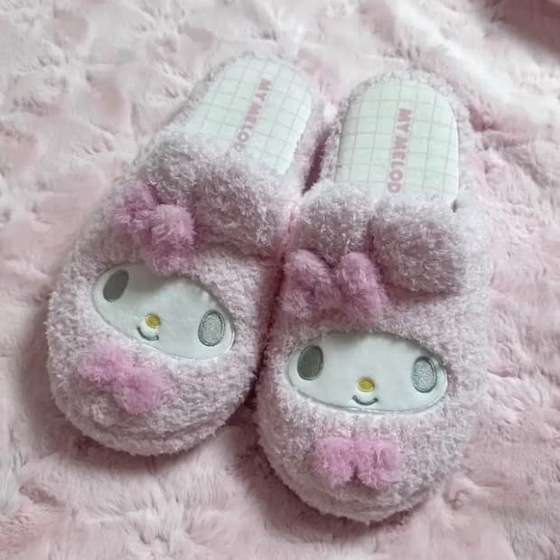 마이멜로디 얼굴 슬리퍼 털실내화 양산형 지뢰계 신발 통굽 히메갸루 빈티지