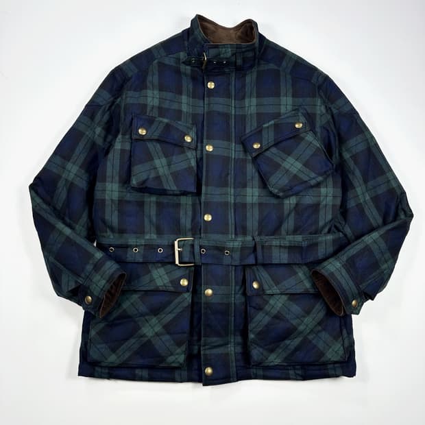  VTG 빈티지 클래식 타탄체크 벨티드 퀼팅 자켓 M
