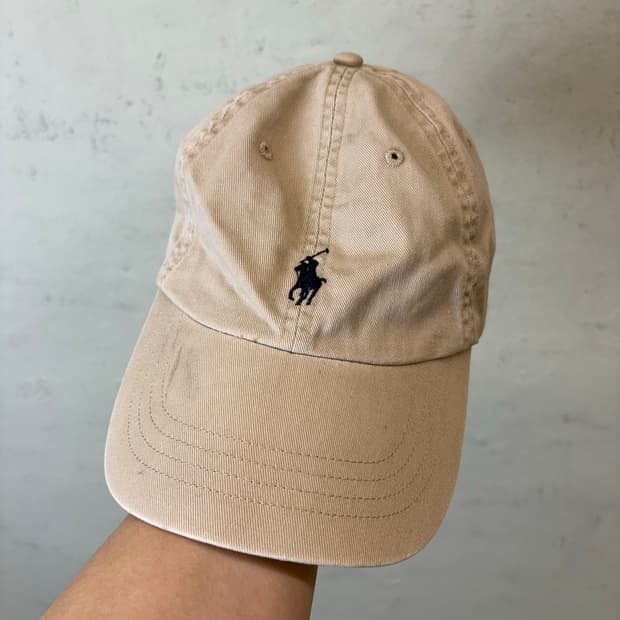 폴로랄프로렌 큐알 인증 코튼 치노 볼캡 베이지