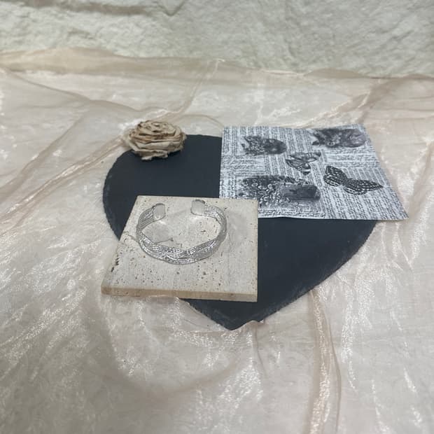 빈티지  실퍼톤 짜임 오픈 팔찌