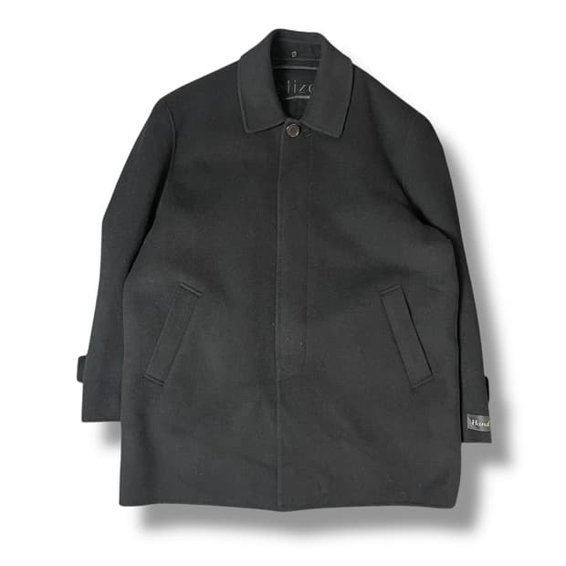 netizen 핸드메이드 울 블랙 반코트 100