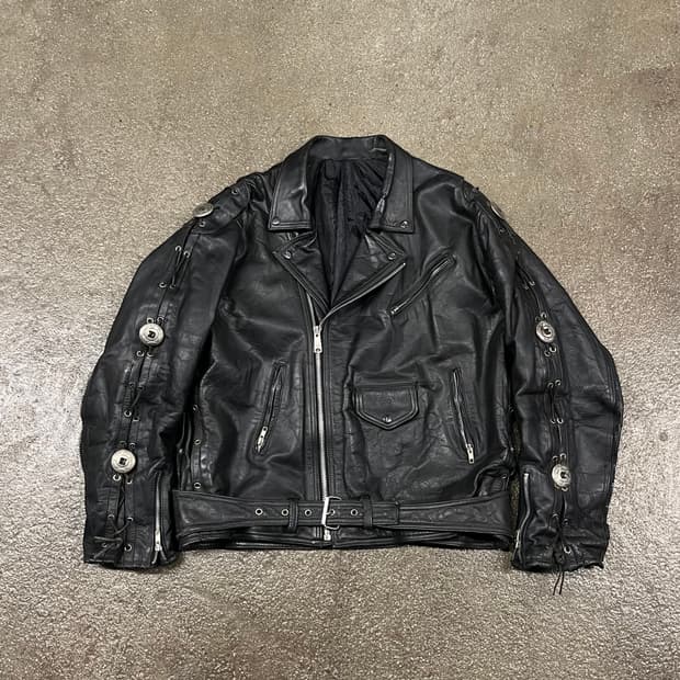 빈티지 레이스업 가죽 라이더 자켓 (110)
