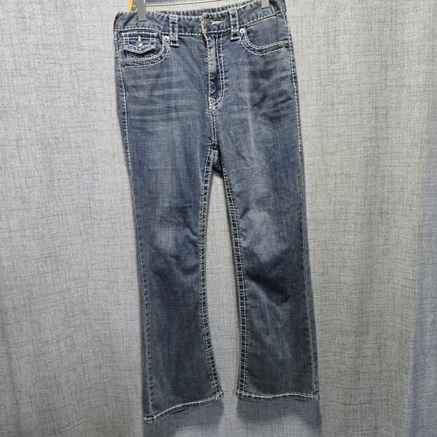 트루릴리전 화이트 스티치 부츠컷 청바지 데님 팬츠 