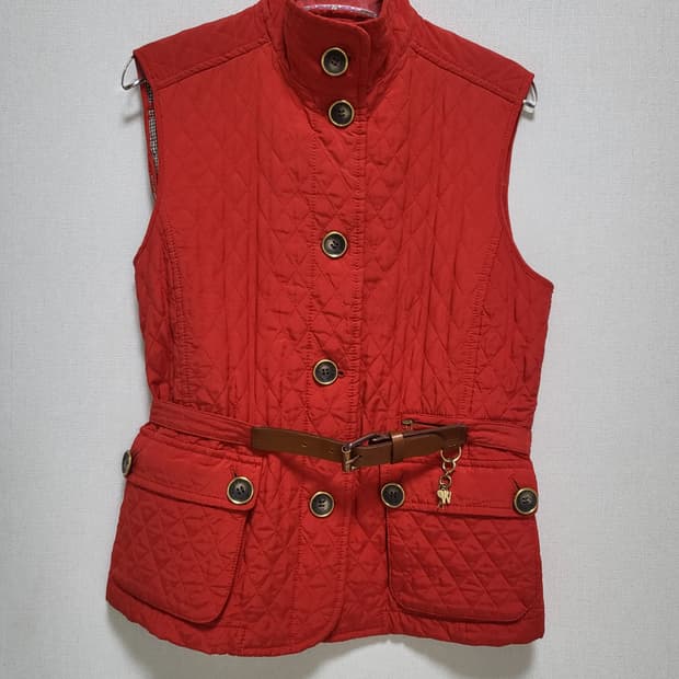 막스마라 오렌지레드 벨트 퀄팅베스트 44-66