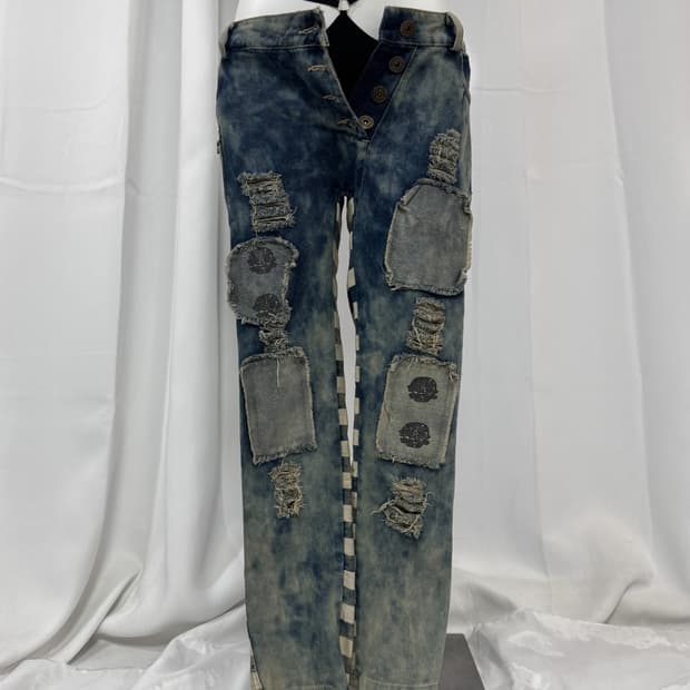 skull denim pants