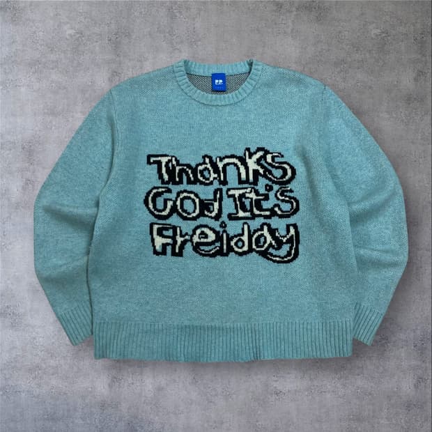 프라이 스카이 블루 T.G.I.F 자카드 니트