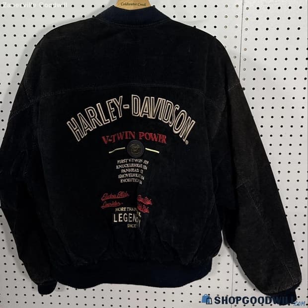 할리데이비슨 빈티지 V-트윈 파워 스웨이드 레더 봄버 자켓