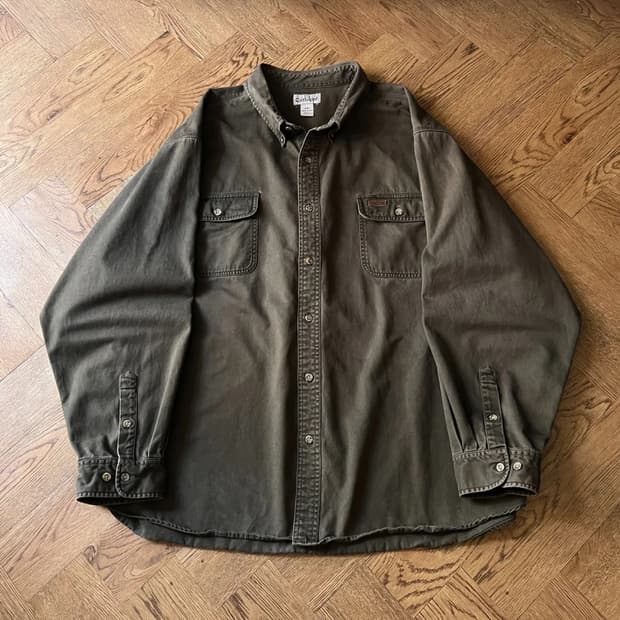 [4XL]칼하트 USA 2포켓 모스그린 코튼 워크 셔츠