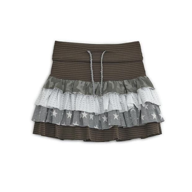 허그유어스킨 캉캉 레이어드 스커트 브라운 치마