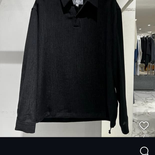 솔리드옴므 크리즈 원단 셔츠 티셔츠 블랙 48 사이즈