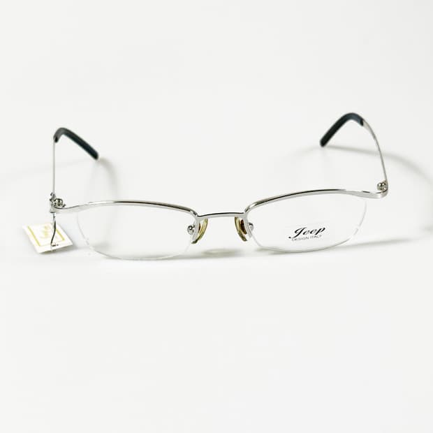 JEEP 실버 반무테 스퀘어 메탈 프레임 빈티지 안경
