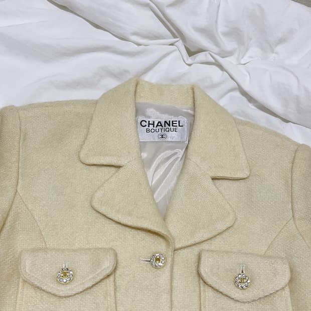 빈티지 ) 아이보리 모헤어 자켓