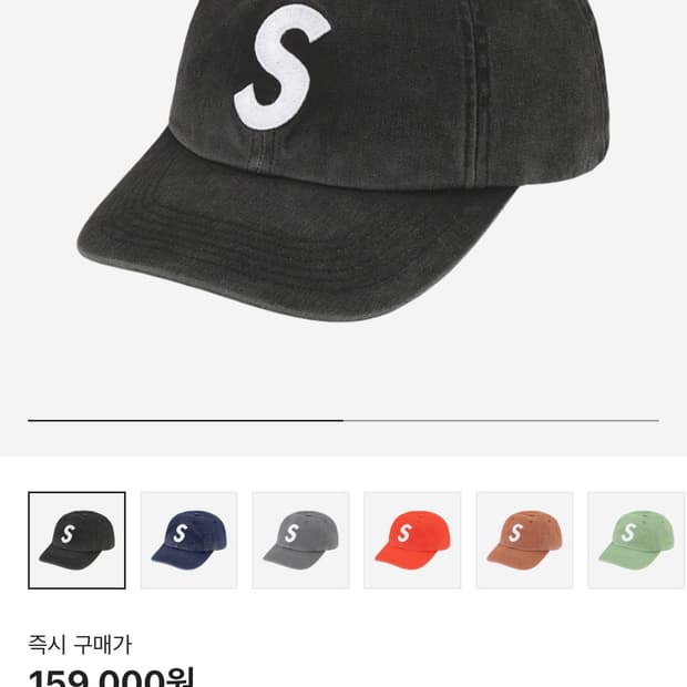 슈프림 S로고 볼캡 블랙