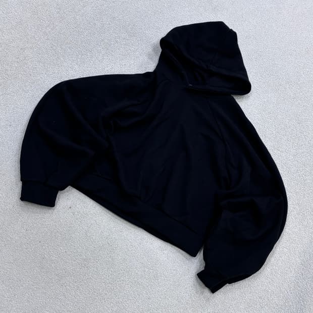 3 빈티지 여성 크롭 블랙 약기모 후드 티셔츠 0618E