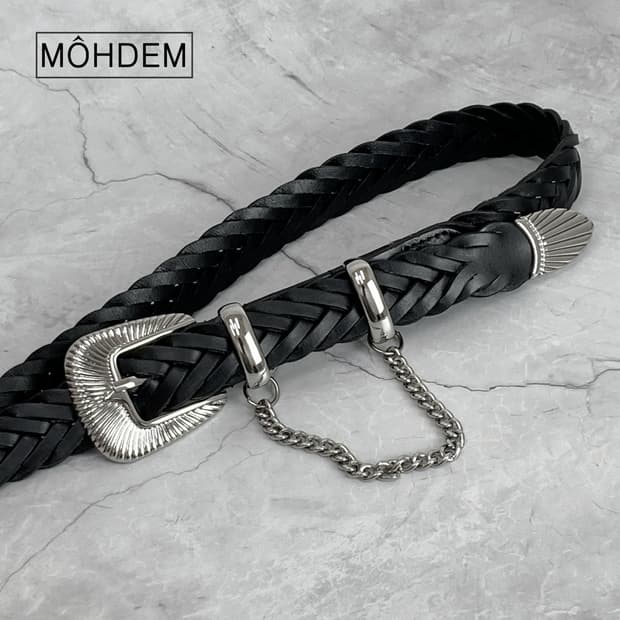[Unisex] 웨스턴 체인 위빙 가죽벨트