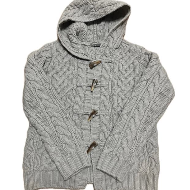케이블 후드집업 니트