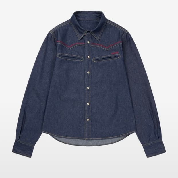 아캄 Stitched Western Denim Shirts indigo