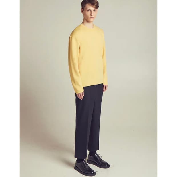 쿠어 탑필 울 라운드 니트 옐로우 M