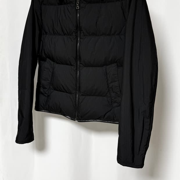 프라다 10Fw 밀리터리 핀스트라잎 레더 다운 패딩