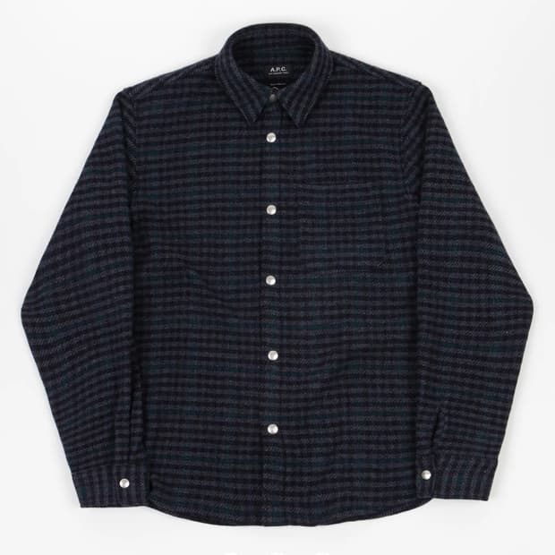 A.P.C. Trek 오버 체크 셔츠 M 다크 네이비
