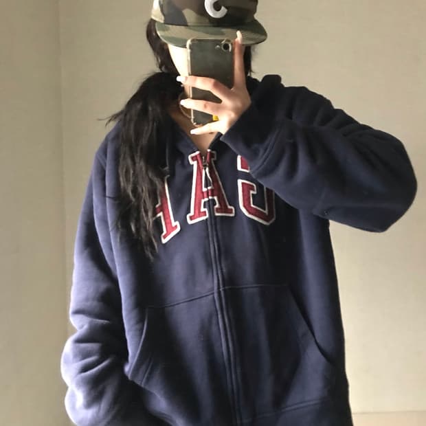 갭 네이비 보아퍼 후드집업