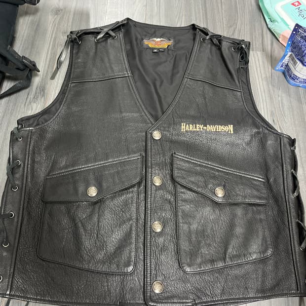 90's harley davidson leather vest