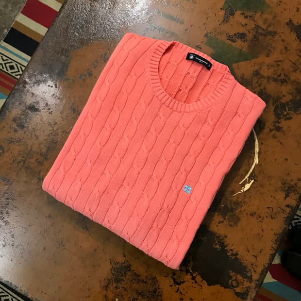 아날도 바시니 라이트 오렌지 코튼 케이블 니트 남성 110 사이즈