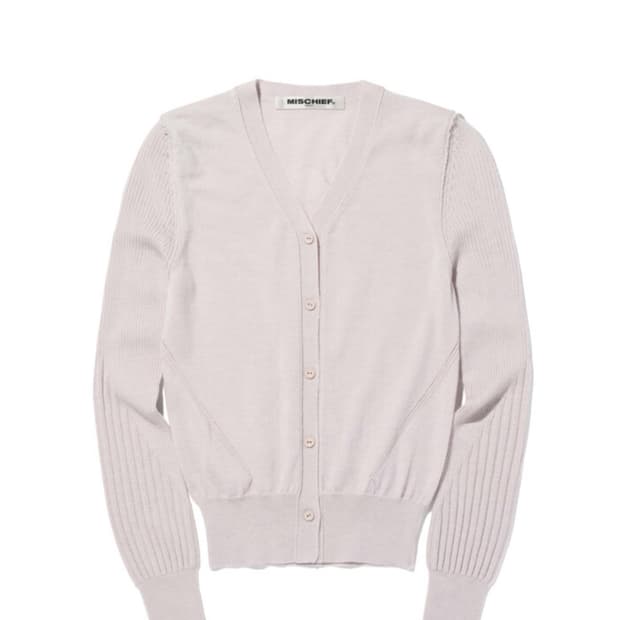 미스치프 V-NECK WOOL KNIT CARDIGAN-LIGHT PIN