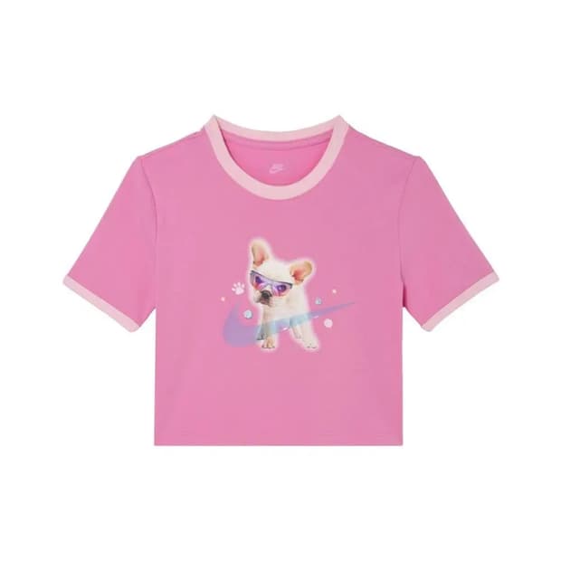 나이키 nike 스포츠웨어 칠 테리 반소매 프린트 탑 핑크