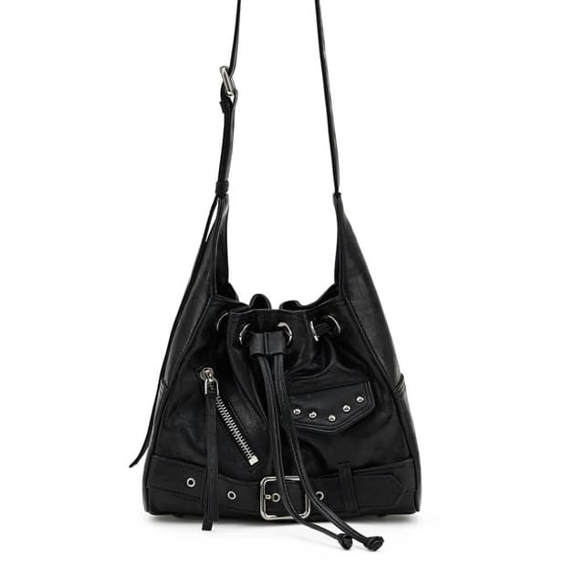 Deinet 다이닛 스터드 벨티드 미니 버켓 가방 블랙