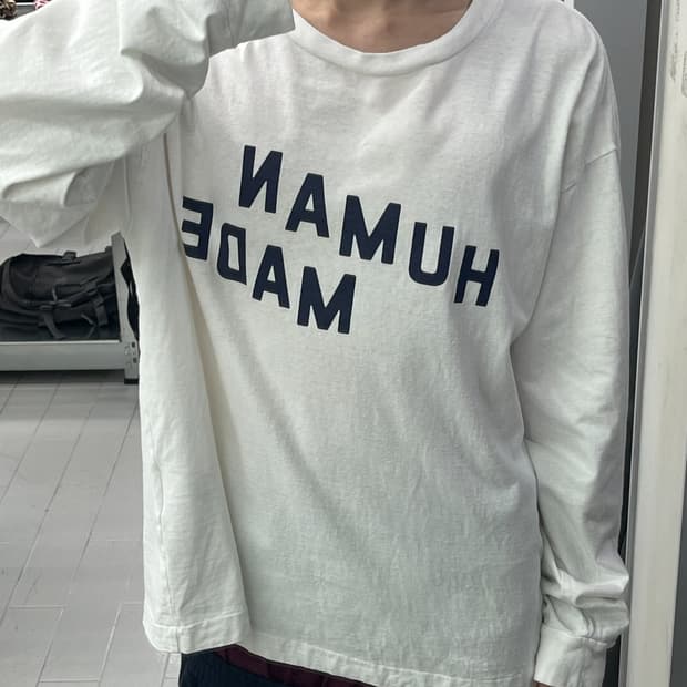 휴먼메이드 오피셜 로고 프린팅 화이트 롱슬리브 티셔츠