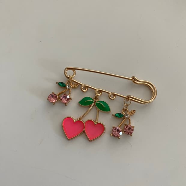 체리 브로치 키치 갸루 펑크