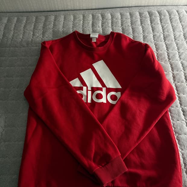 아디다스 빅로고 레드 맨투맨 L