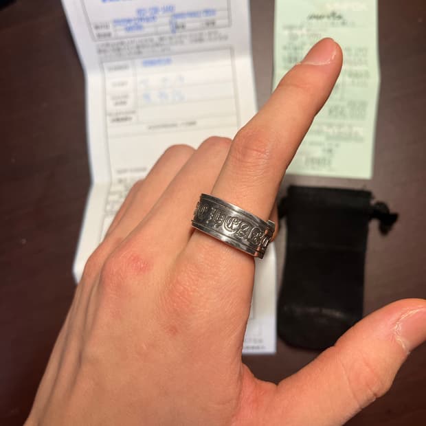 크롬하츠 스크롤 라벨 링 라지 23호(황금사이즈)