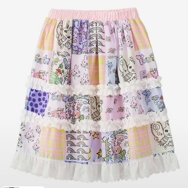 유쓰배쓰 레이스 스커트 YBX SOUP Pattern lace skirt