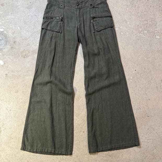 Khaki Zip Cargo flare pants  카키 플레어 카고팬츠