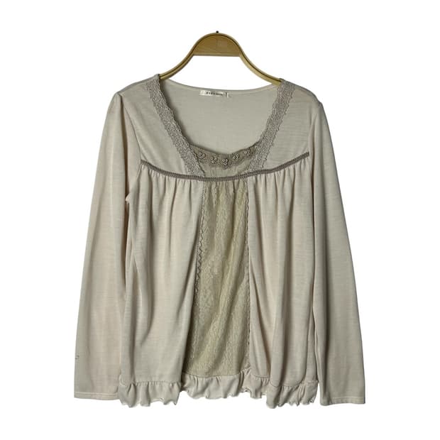 [axes femme] 엑시즈팜 레이스 셔링 블라우스