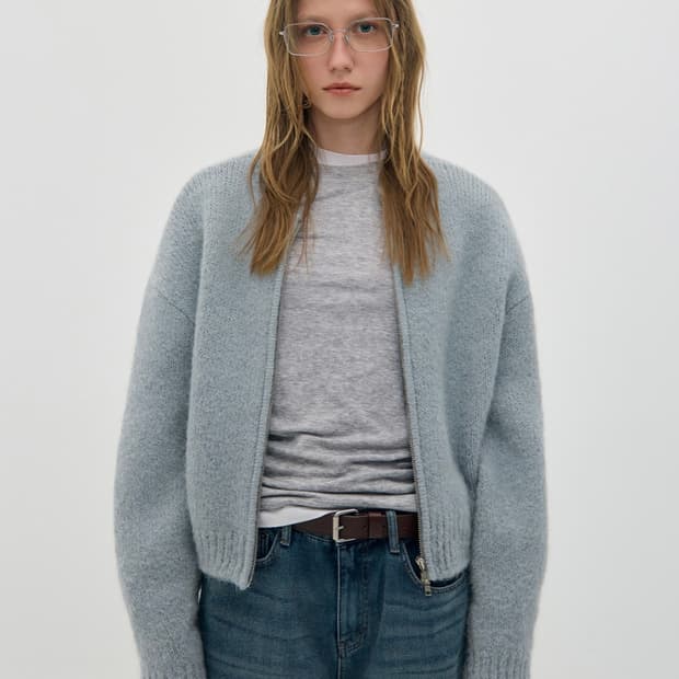 로우클래식 로클 알파카 니트 집업